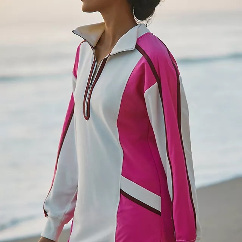 Pink and White Long Sleeve athletic Dress